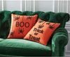 Orange Beaded BOO Spiders Halloween Decorative Pillow