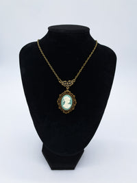 Victorian Green Cameo Necklace