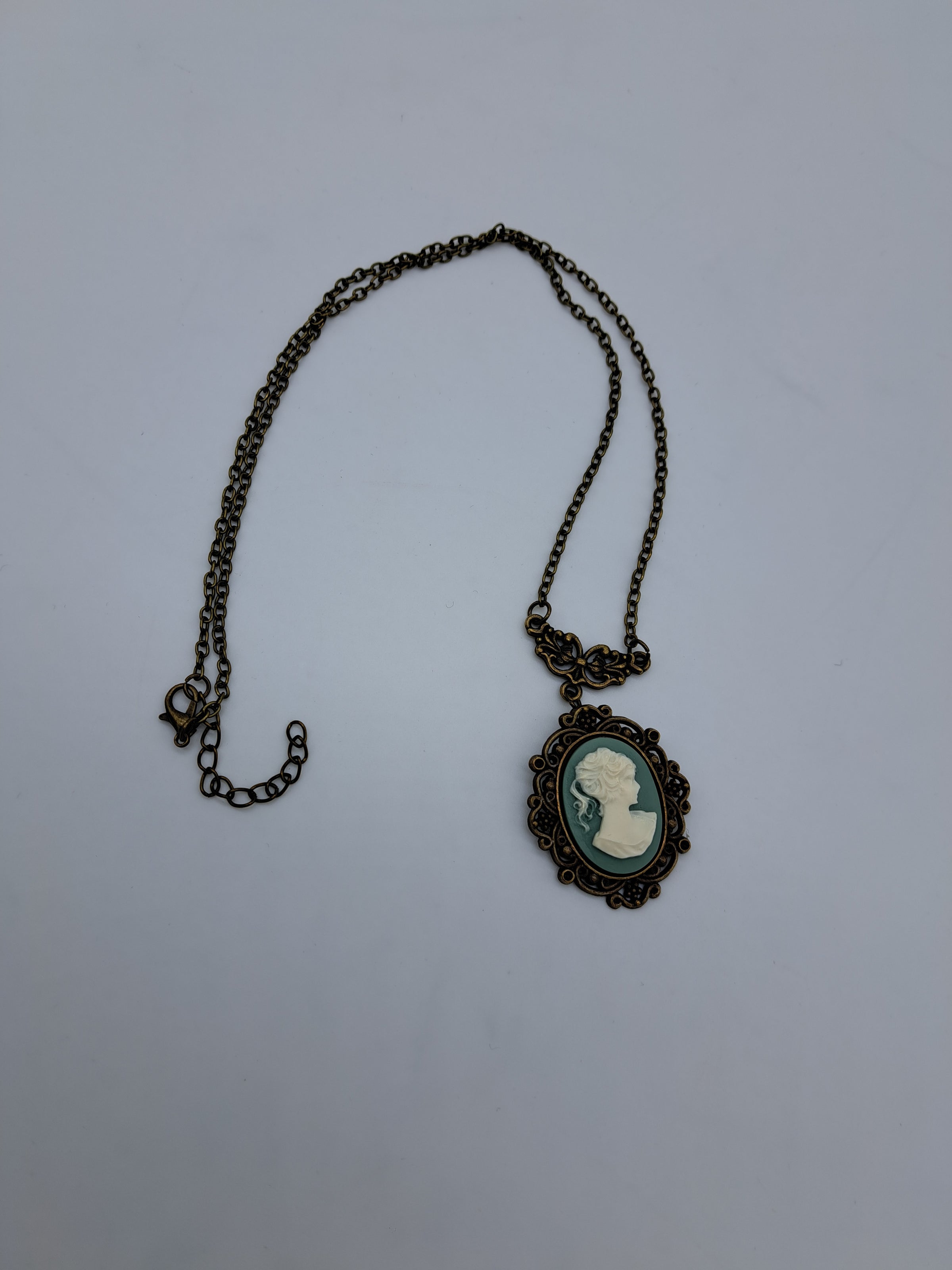 Victorian Green Cameo Necklace