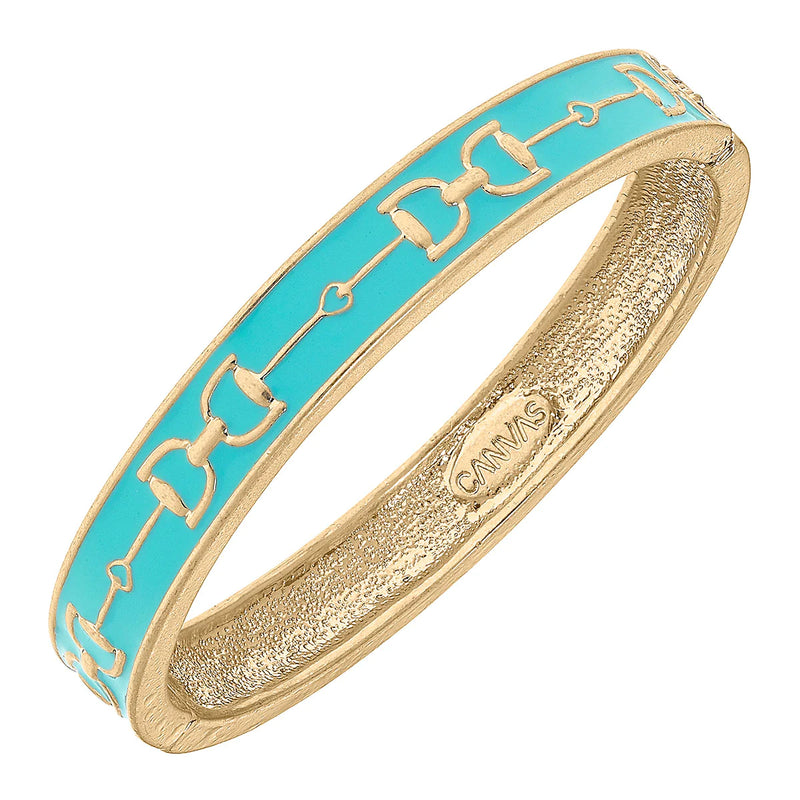 Enamel Horsebit Hinge Bangle - Mint