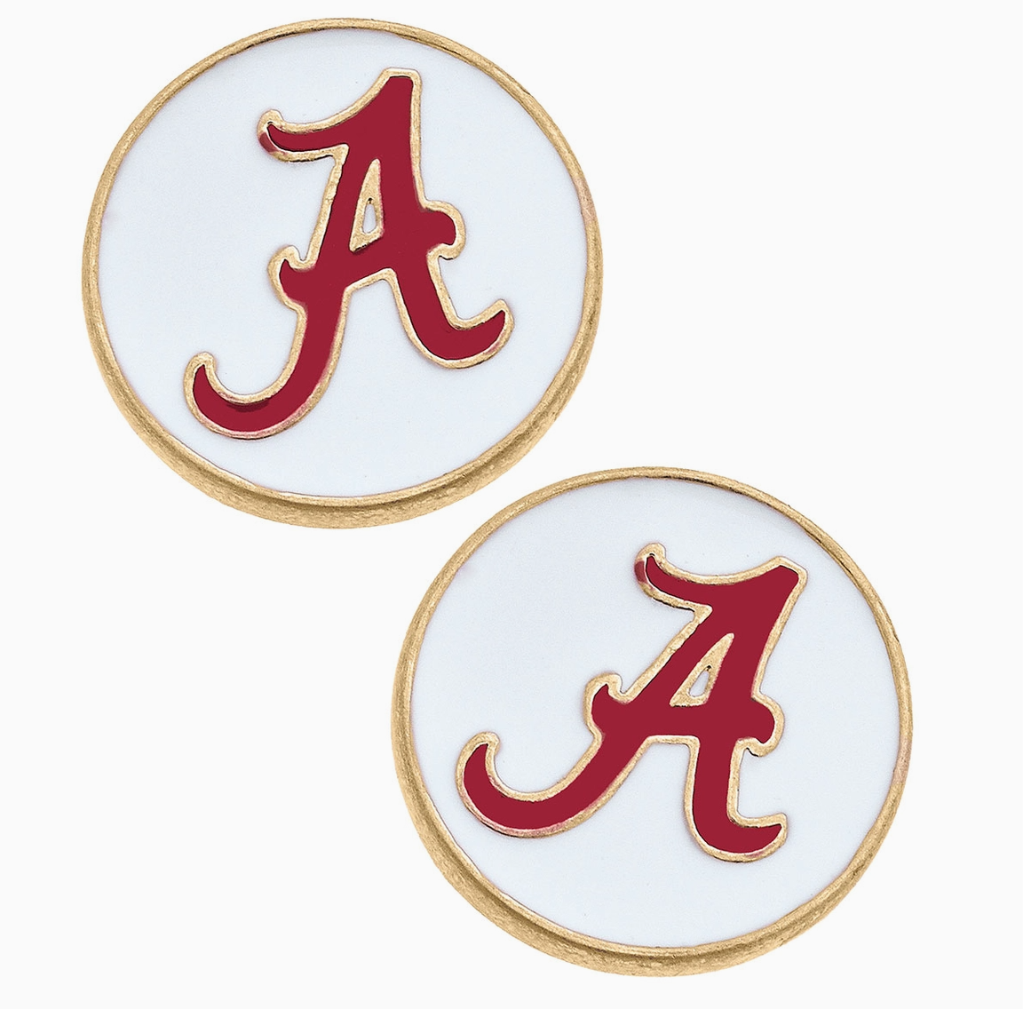 University of Alabama Stud Earrings in White & Crimson