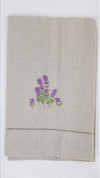 Embroidered Lavender Oatmeal Tea Towel