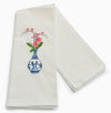 Embroidered Orchids in a Blue and White Vase Tea Towel