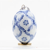 Blue & White Egg Ornament - Style 3