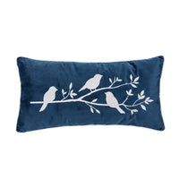 Blue and White Bird Branch Pillow