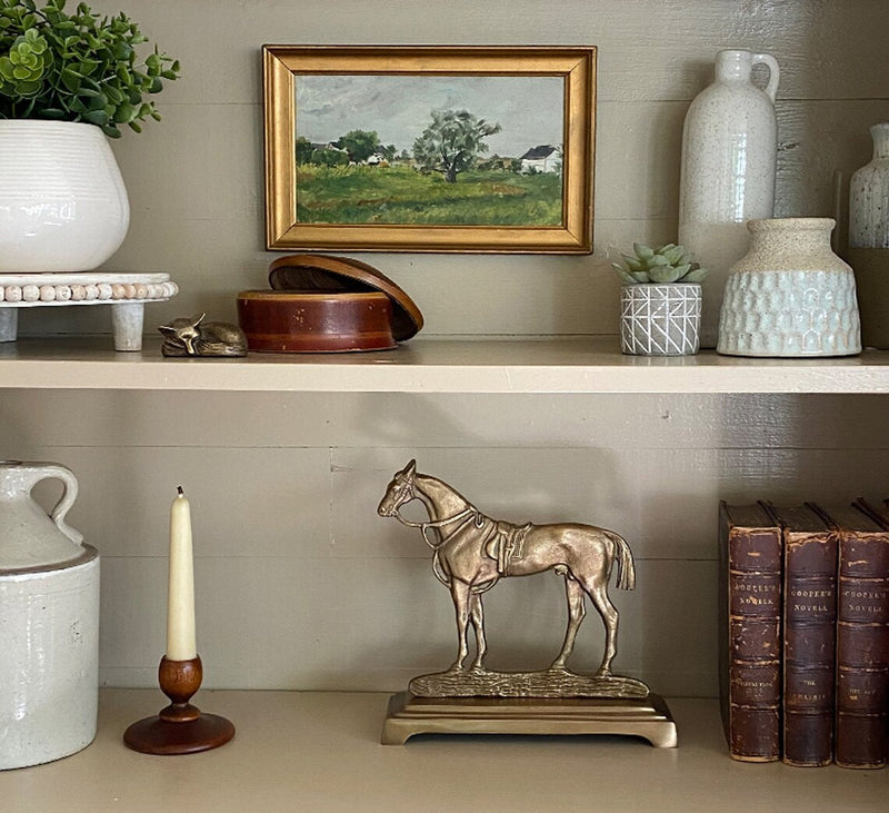 Antiqued Brass Horse Door Stopper