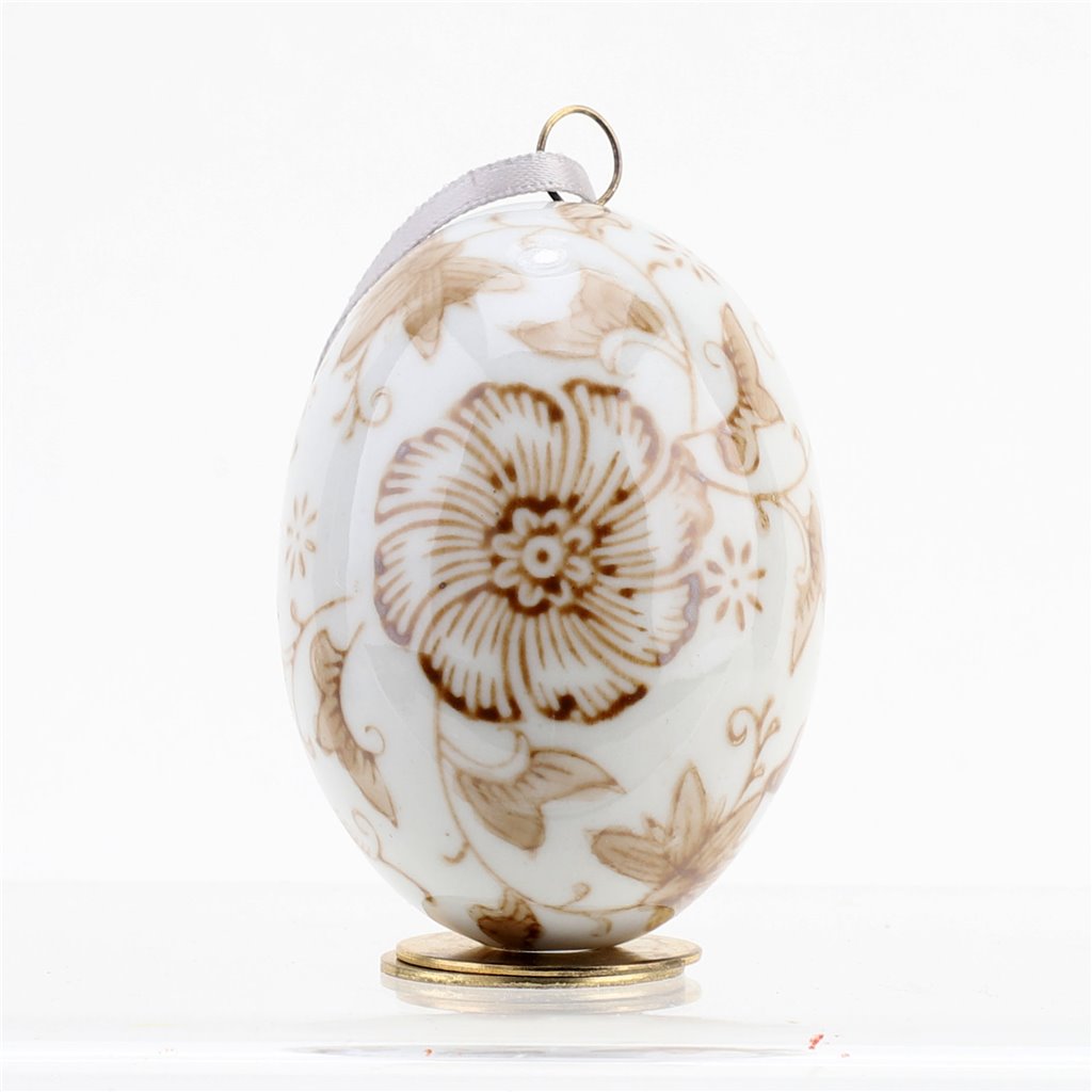 Brown & White Egg Ornament