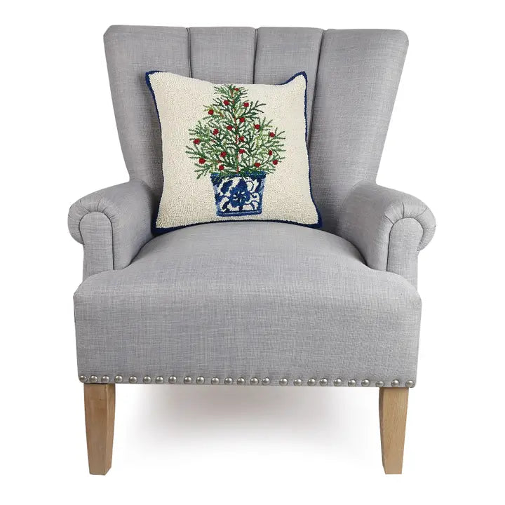 Holiday Chinoiserie Tree Hooked Pillow