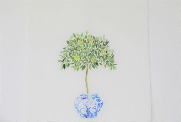 Dot Tea Towel with Lemon Topiary