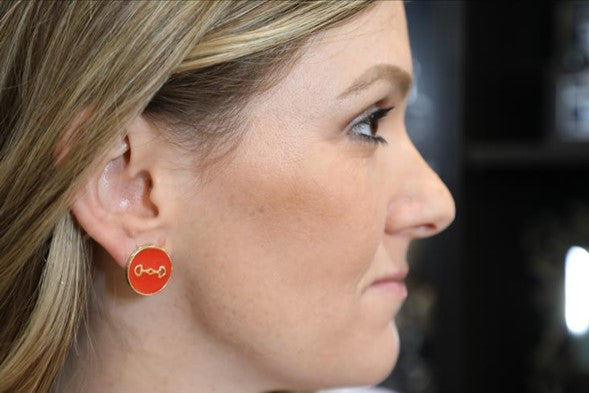 Ryder Horsebit Earrings - Orange