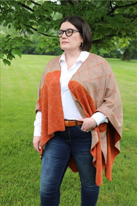 Rust and Taupe Wrap with Geometric Pattern