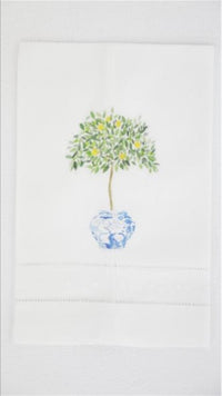 Dot Tea Towel with Lemon Topiary