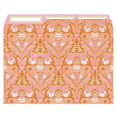 Orange Damask File Folders