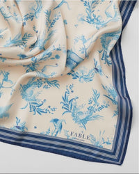 Fable Toile de Jouy Vintage Blue Square Scarf