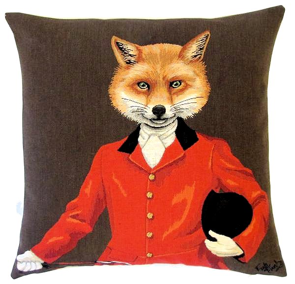 Mr. Fox in his Riding Jacket Jacquard Pillow