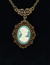 Victorian Green Cameo Necklace