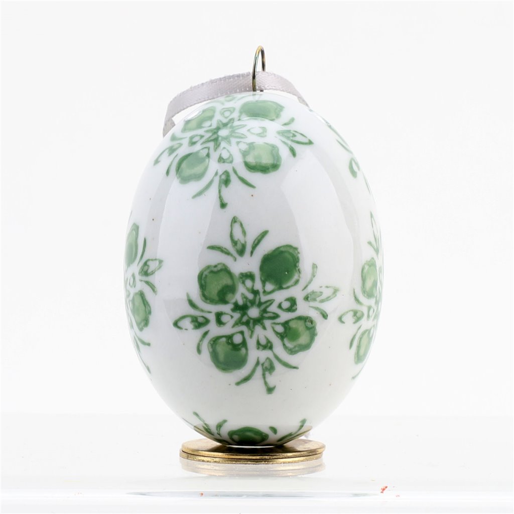 Green & White Egg Ornament - Style 1