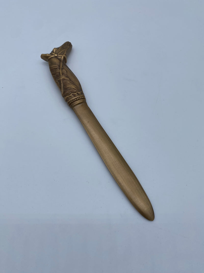 9" Solid Brass Antiqued Horsehead Letter Opener