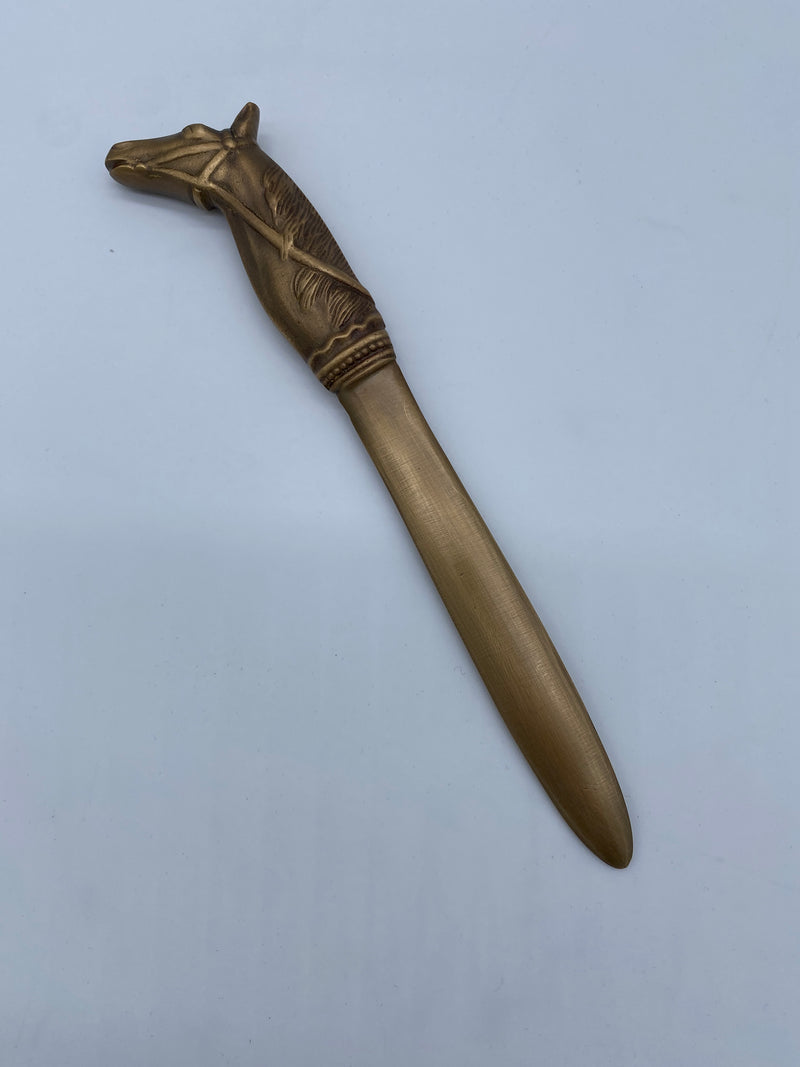 9" Solid Brass Antiqued Horsehead Letter Opener