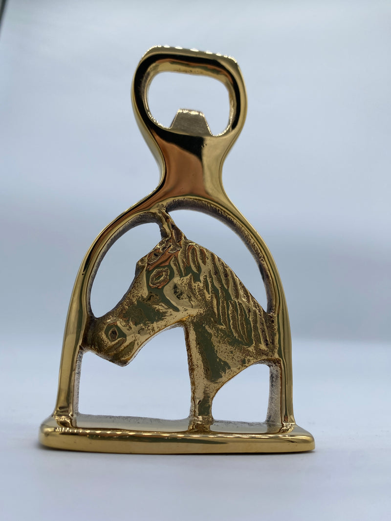 Solid Brass Horse Head and Stirrup Bottle Opener