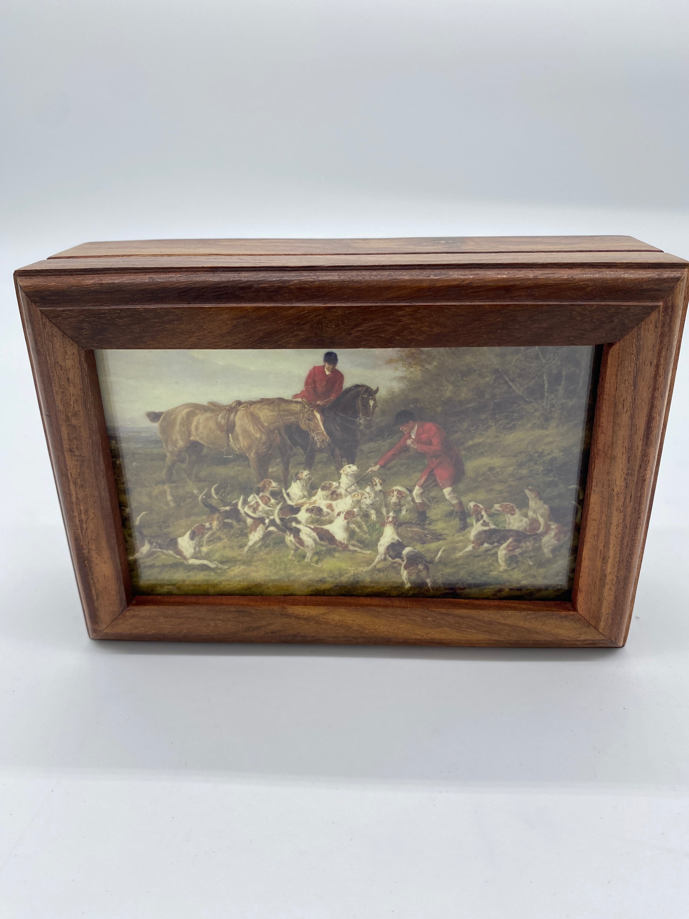 Calling Off the Hounds Fox Hunt Wood Trinket Box