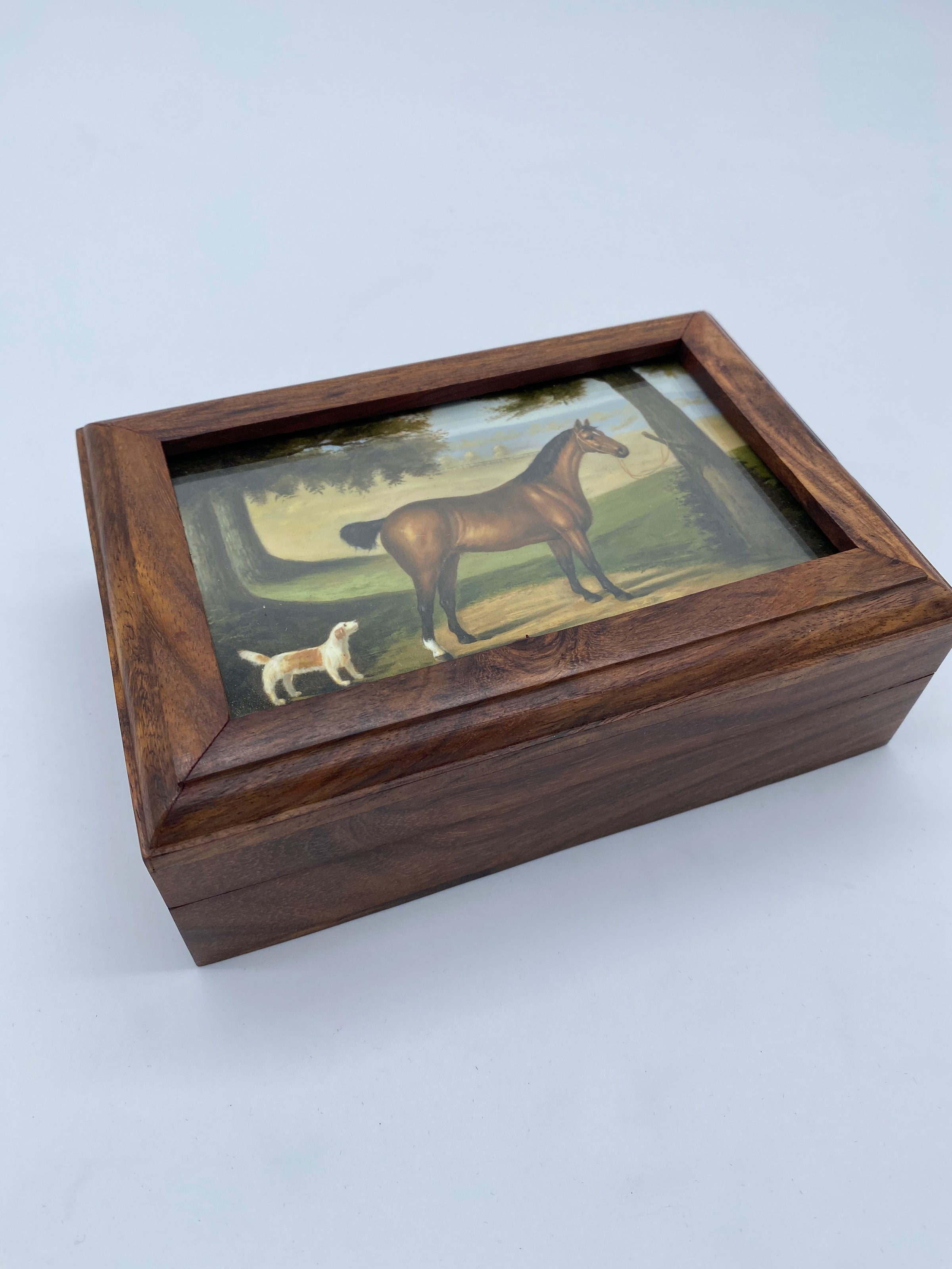 Horse and Dog Print Wood Trinket/Jewelry Box