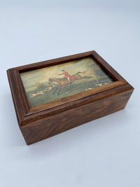 Fox Hunt Equestrian Print Wood Trinket/Jewelry Box