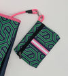 Carla City Bay Navy, Green and Pink Geometric Print Tote with Wristlet