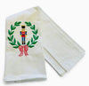 Embroidered Nutcracker in Laurel Wreath Tea Towel