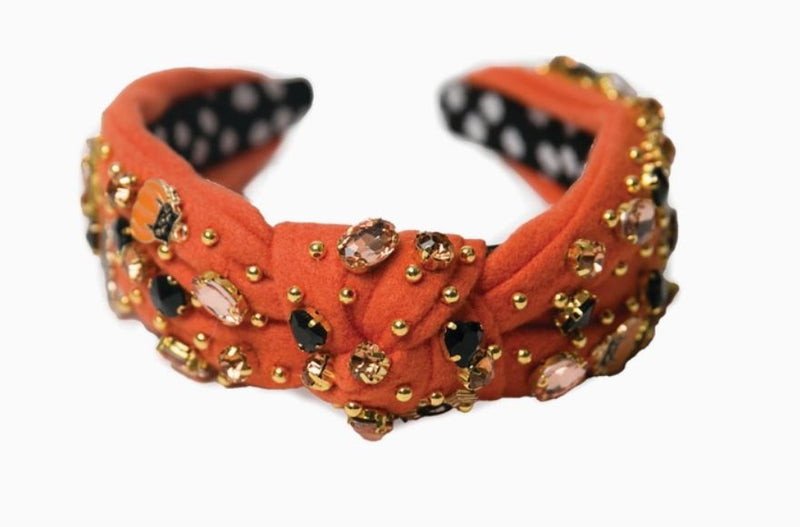 Orange Headband with Beads and Charms of Bats and Spiders