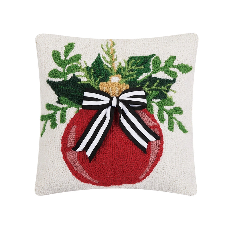 Ornament with a Black and White Ribbon Pillow