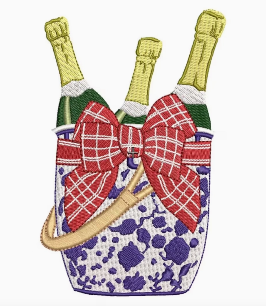 Embroidered Chinoiserie Champagne Bucket Tea Towel