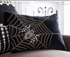 Beaded Spider Black Velvet Pillow