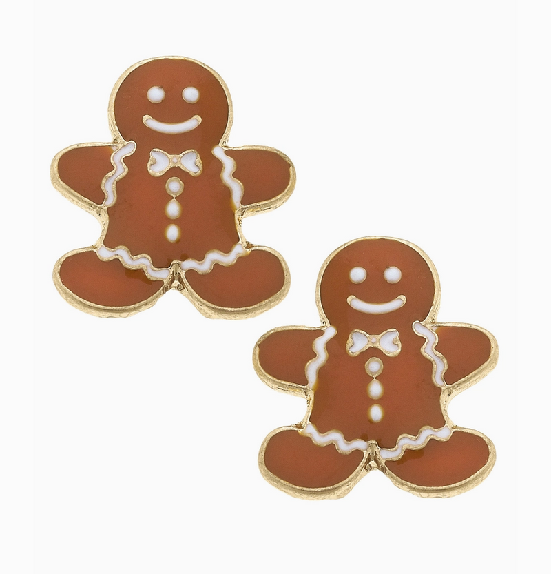 Gingerbread Enamel Stud Earrings