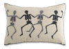 Tan Rectangle Halloween Pillow with Beaded Skeletons