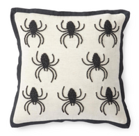 Natural Cotton & Black Beaded Spider Pillow