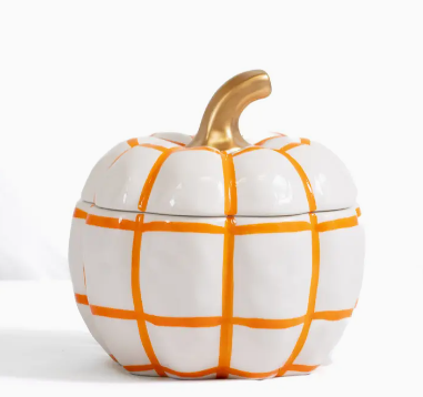 Monica Orange and White Pumpkin Candy Dish