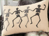 Tan Rectangle Halloween Pillow with Beaded Skeletons