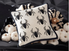 Natural Cotton & Black Beaded Spider Pillow