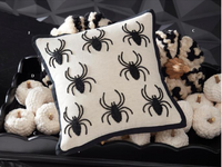 Natural Cotton & Black Beaded Spider Pillow