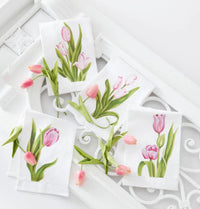 Hand Painted Tulip Tea Towel Design 1