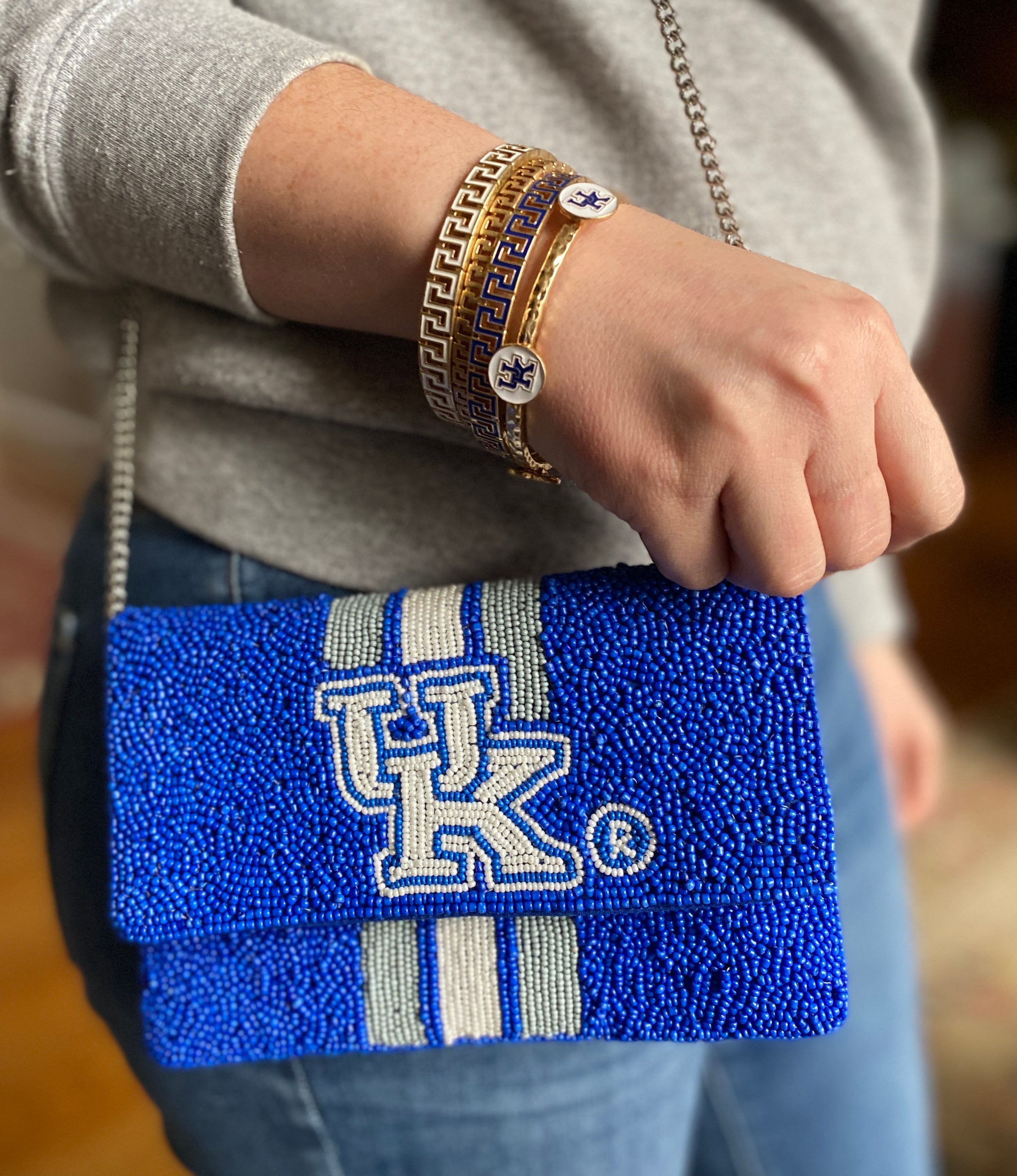 University of Kentucky Beaded Mini Crossbody Purse - Blue