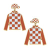 Enamel Jockey Earrings - Orange and White