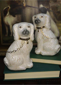 Antique White Staffordshire Style Dog Figurine Set