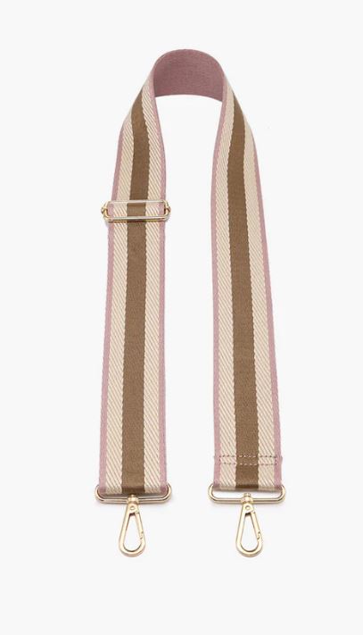 Striped Guitar Strap in Coffee & Pink for Handbag