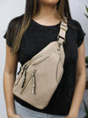 Nikki Dual Compartment Sling Pack Bag in Sand