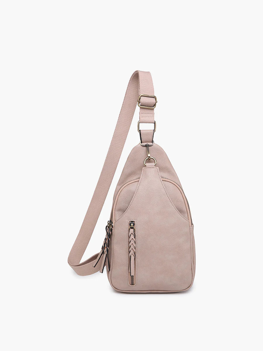 Nikki Dual Compartment Sling Pack Bag in Sand