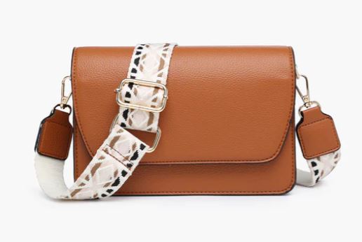 Noah Flapover Crossbody with Guitar Strap in Brown