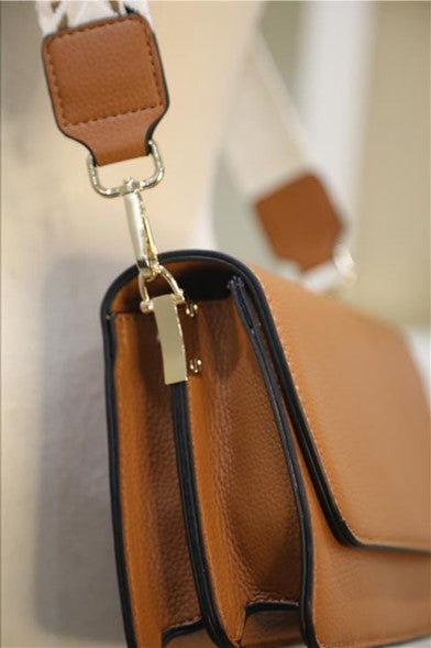 Noah Flapover Crossbody with Guitar Strap in Brown