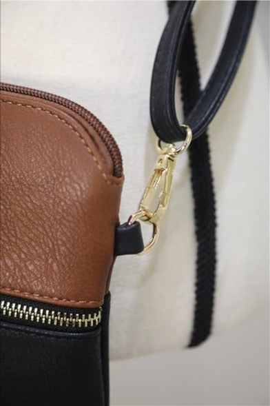 Black and Brown Crossbody with Double Tassels